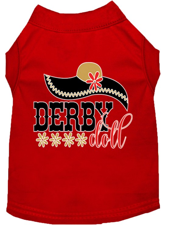 Derby Doll Screen Print Dog Shirt Red XS